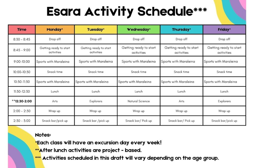 Class Schedule in Colorful Minimalist Style